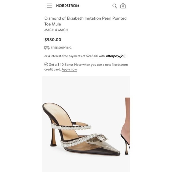 Mach and Mach Diamond of Elizabeth Imitation Pearl pointed toe‎ mule size 39 - Picture 15 of 15